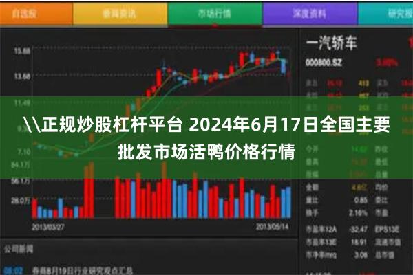 \正规炒股杠杆平台 2024年6月17日全国主要批发市场活鸭价格行情